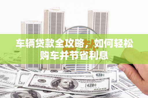 金阳车辆贷款全攻略，如何轻松购车并节省利息